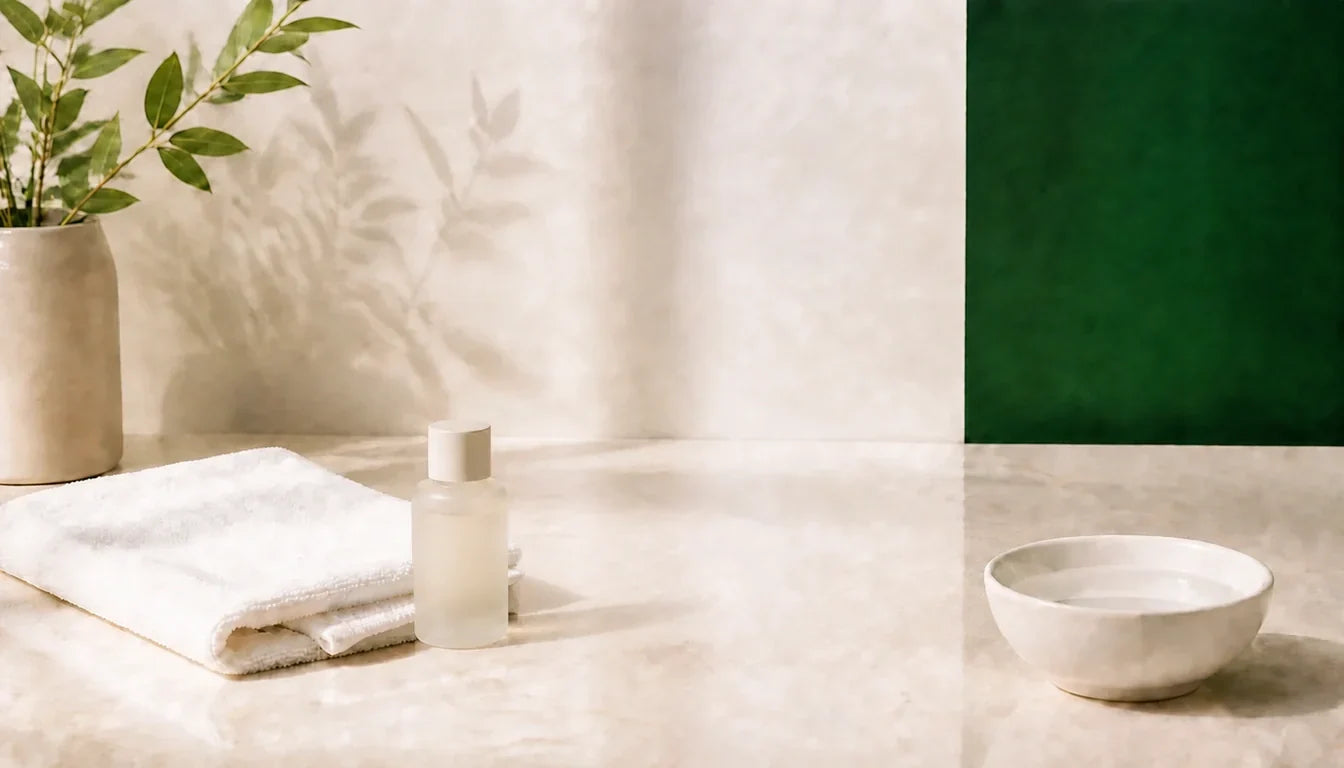 Soft cloth, mild cleaner and bowl of water prepared for vibrator care